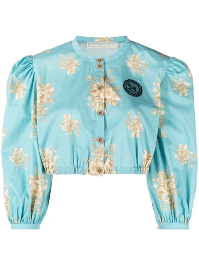 Ulyana Sergeenko Floral-print Button-up Blouse In Blau