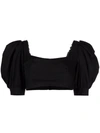 Ulyana Sergeenko Cropped Square-neck Top In Schwarz