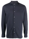 Fedeli Jersey Button Down Shirt In Blau