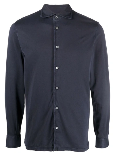 Fedeli Jersey Button Down Shirt In Blau