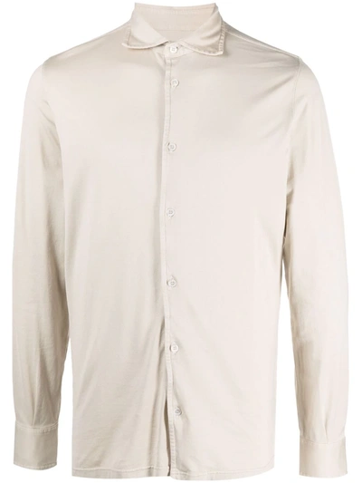 Fedeli Jersey Button Down Shirt In Nude
