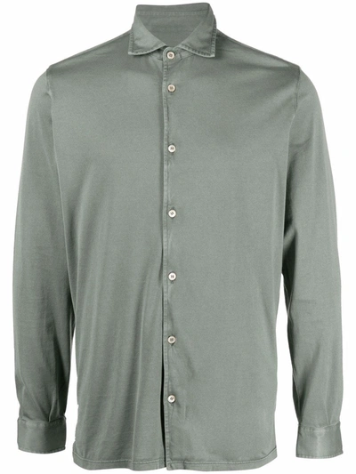 Fedeli Jersey Button Down Shirt In Grün