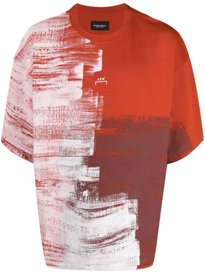 A-cold-wall* Brushstroke Print Cotton T-shirt In Orange