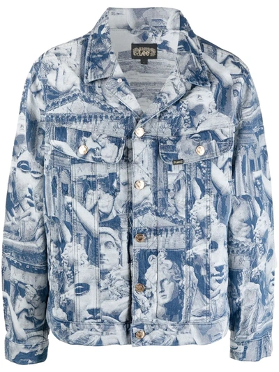 Aries X Lee 'rider' Sculpture Print Denim Jacket In Blau