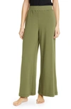 L Agence Campbell High Waist Wide Leg Cotton Blend Pants In Olive