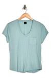Free Press V-neck Pocket T-shirt In Teal Mist