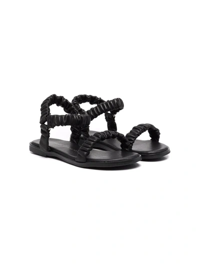 Age Of Innocence Kids' Kyle Ruched Leather Sandals In Black