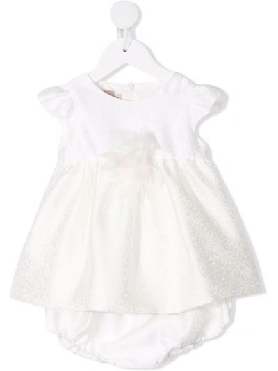 La Stupenderia Babies' Jacquard Empire-line Dress In White