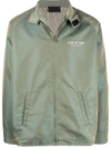 Fear Of God Logo Print Iridescent Twill Jacket In Green