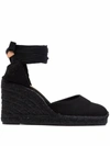 Castaã±er 110mm Carina Canvas Espadrille Wedges In Black