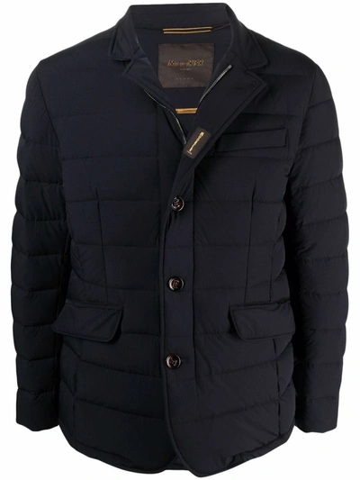 Moorer Front Button Down Jacket In Blue