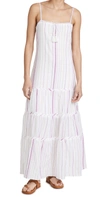 Vix Swimwear Fran Stripe Cover-up Maxi Dress In Magenta