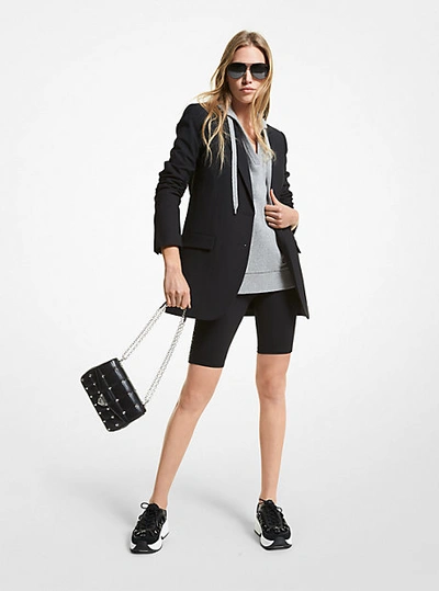 Michael Kors Stretch Wool Boyfriend Blazer In Black