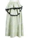 Ulyana Sergeenko Asymmetric Floral-print Skirt In Grün