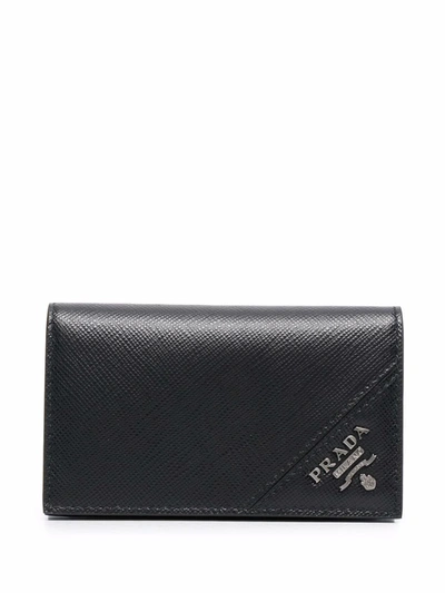 Prada Logo Plaque Cardholder In Nero