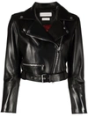 Alexander Mcqueen Cropped Biker Leather Jacket In Schwarz