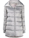 Herno Feather Down Zip-up Padded Coat In Grau
