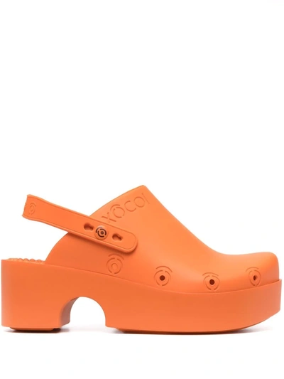 Xocoi Woman Slides In Orange Recycled Rubber With Logo