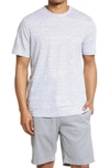 Nordstrom Linen Crewneck T-shirt In White Harris Stripe