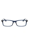 Ray Ban 54mm Rectangular Blue Light Blocking Glasses In Transparent Blue