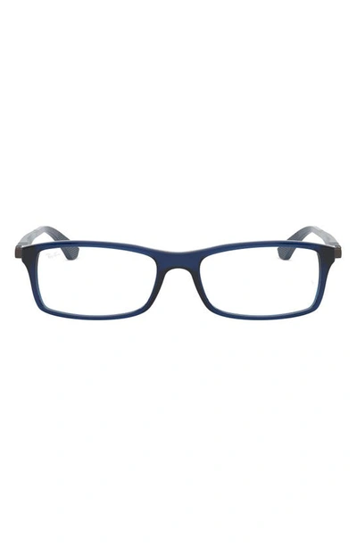 Ray Ban 54mm Rectangular Blue Light Blocking Glasses In Transparent Blue