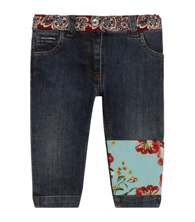 Dolce & Gabbana Babies' Kids Slim Floral Jeans (3-30 Months) In Blue