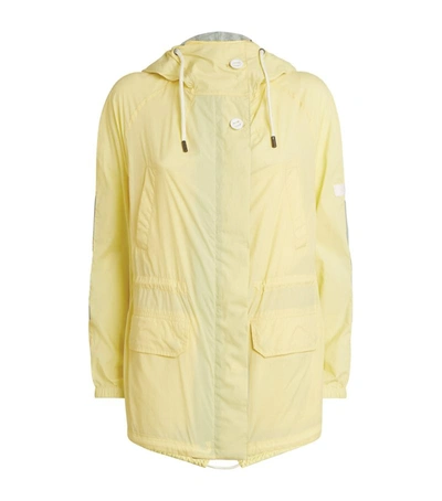 Yves Salomon Colour Block Hooded Rain Coat In Yellow