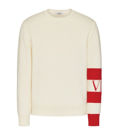 Valentino Wool Sweater With Vltn Logo In White