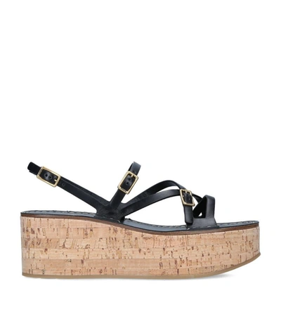 Tod's Leather Wedge Sandals In Black