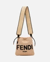 Fendi Sack Small Woven Straw Bag In Beige