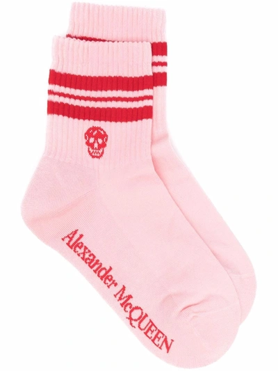 Alexander Mcqueen Skull Logo-print Socks In 粉色