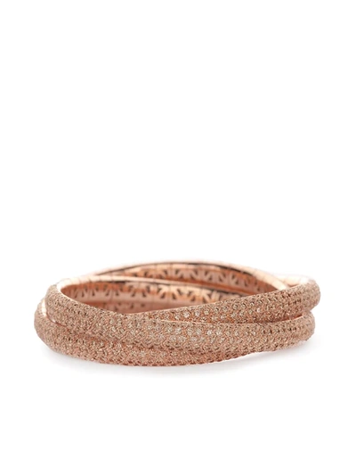 Mattia Cielo 18kt Rose Gold And Titanium Universo Cognac Diamond Triple Wrap Bracelet In Rosa