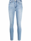 Frame Womens Caspio Le One Skinny High-rise Stretch-organic Denim Jeans S In Blau