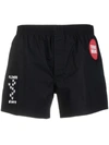 RAF SIMONS PATCH-DETAIL SLIP-ON SWIM SHORTS