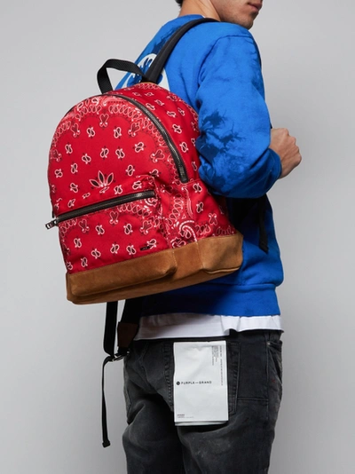 Amiri Bandana-print Canvas Backpack In 红色