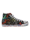 VETEMENTS BLACK AND MULTICOLOR GRAFFITI HIGH TOP SNEAKERS