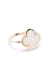 MORGANNE BELLO 18KT YELLOW GOLD VICTORIA CLOVER STONE MOTHER-OF-PEARL CORSET RING