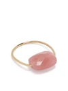 MORGANNE BELLO 18KT YELLOW GOLD CUSHION STONE PINK GUAVA QUARTZ RING