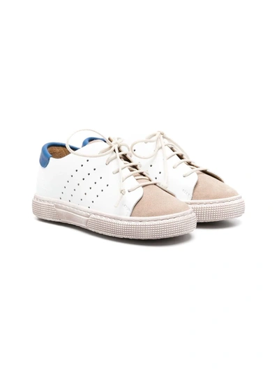 Pèpè Kids' Colour-block Lace-up Sneakers In White