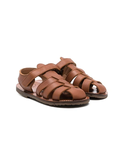 Pèpè Kids' Tino Strappy Leather Sandals In Brown