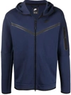 Nike Sportswear Cotton-blend Tech-fleece Zip-up Hoodie In Midnight Navy/black
