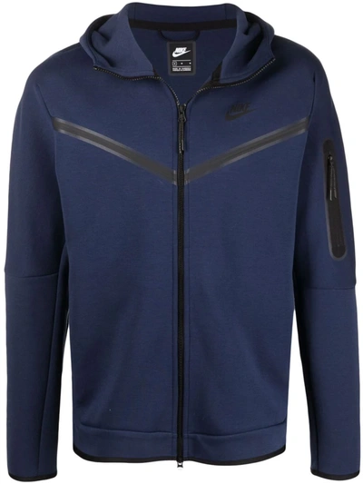 Nike Sportswear Cotton-blend Tech-fleece Zip-up Hoodie In Midnight Navy/black