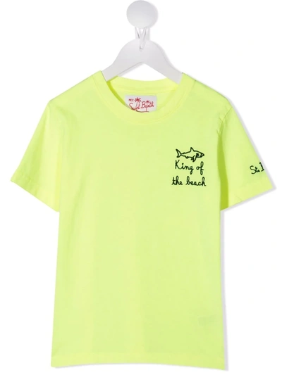 Mc2 Saint Barth Kids' Logo Crew-neck T-shirt In Yellow