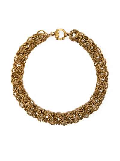 Pre-owned Givenchy 1990s Textured Chain-link Short Necklace In Gold