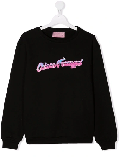 Chiara Ferragni Teen Stylized Logo-print Sweatshirt In Black