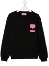 CHIARA FERRAGNI TEEN LOGO-PATCH COTTON SWEATSHIRT