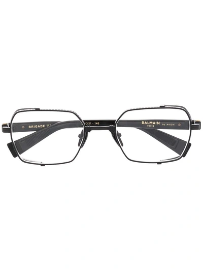 Balmain Eyewear Side-panel Rounded Glasses In Black
