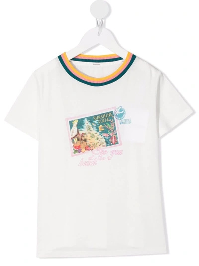 Zimmermann Kids' Postcard-print Cotton T-shirt In White