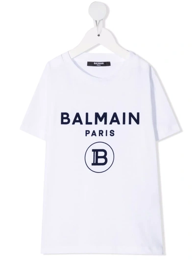Balmain Short-sleeved Logo Print T-shirt In White