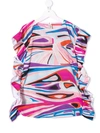 EMILIO PUCCI JUNIOR RUFFLED ABSTRACT-PRINT COTTON DRESS